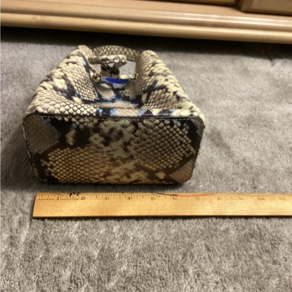 Michael Kors Blue Accented Snake-Embossed Bucket Bag